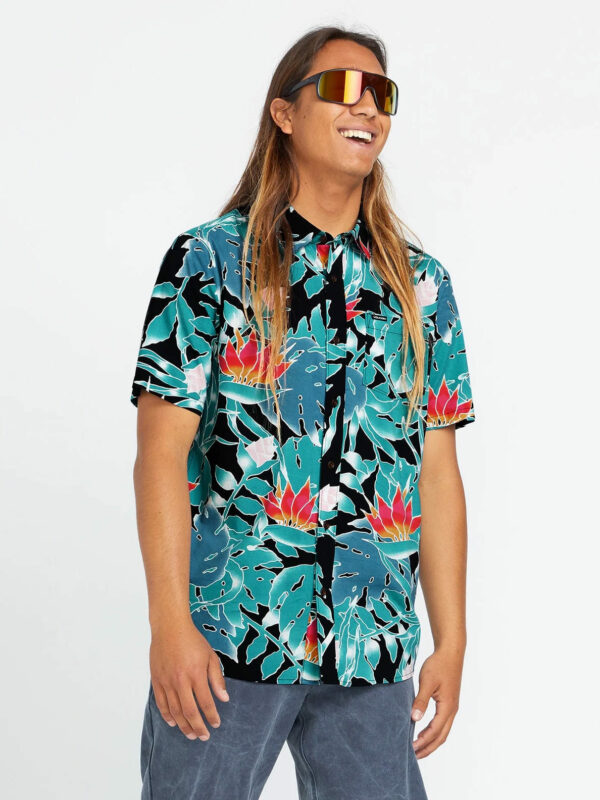 Volcom - Leaf Pit Floral Longo Shirt Black - immagine 5