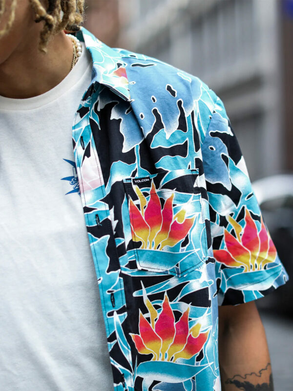 Volcom - Leaf Pit Floral Longo Shirt Black - immagine 2